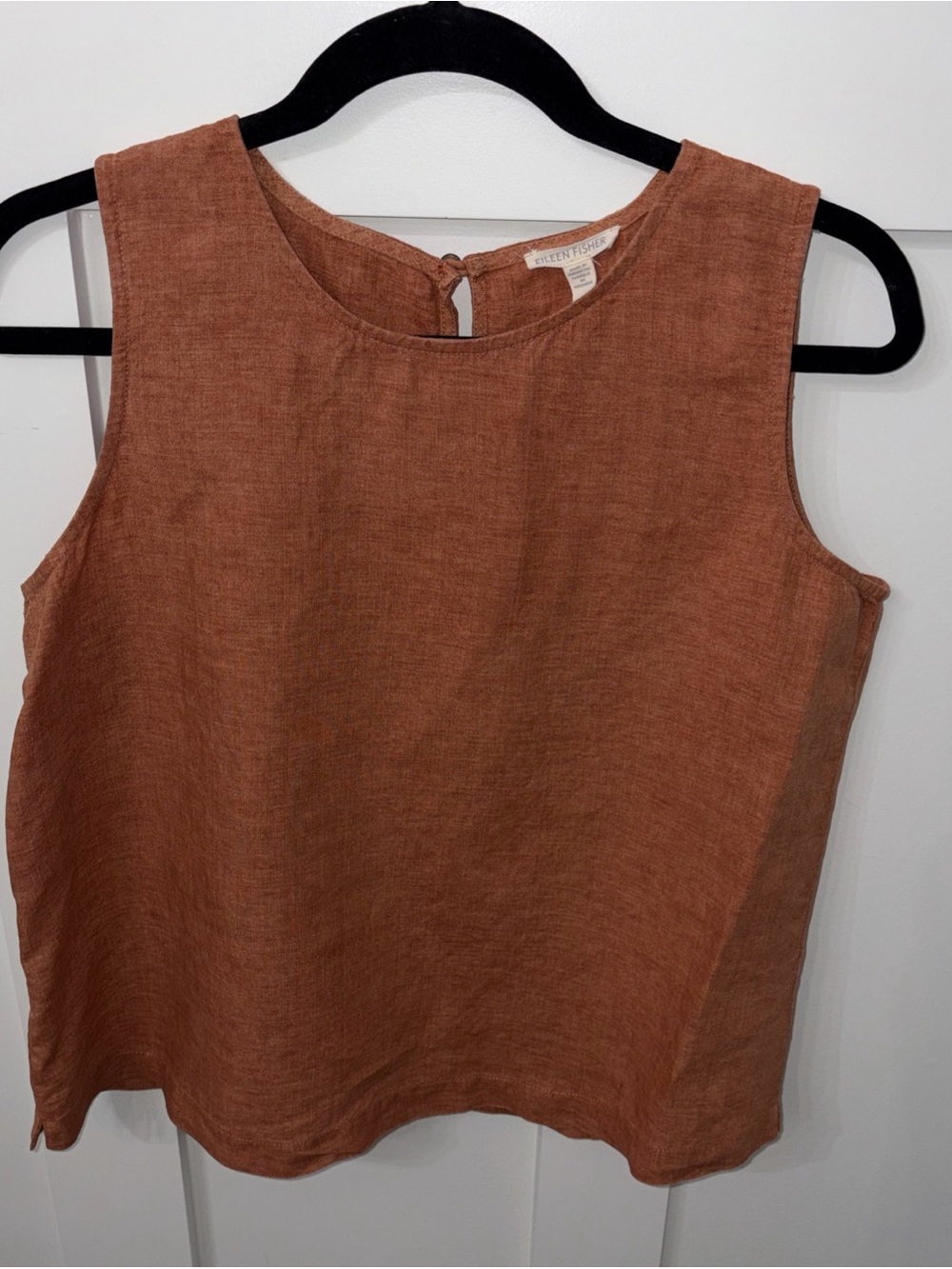 EILEEN FISHER Rust Linen Sleeveless Shell Top-Small